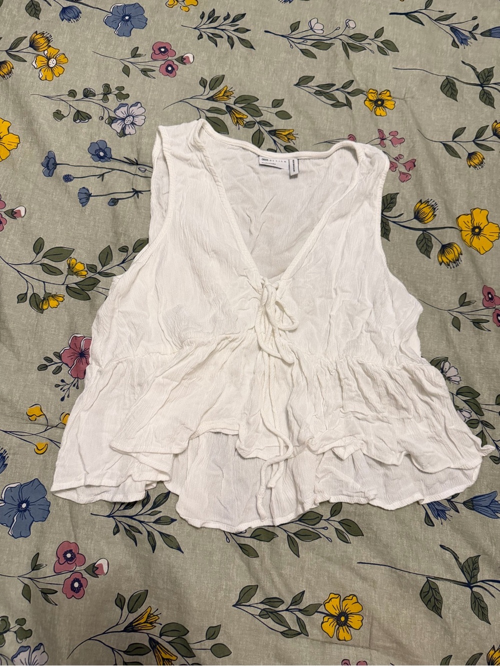 ASOS White Tie-Front Ruffle Camisole